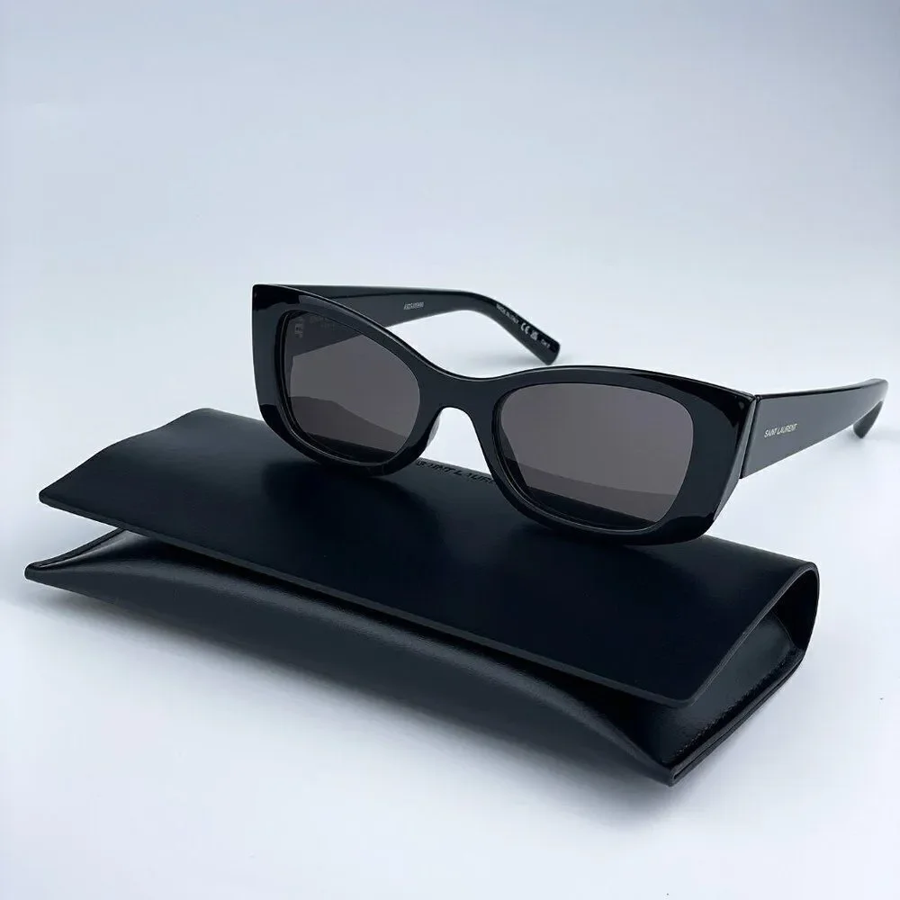NEW Saint Laurent SL593 001 Black Square Unisex Sunglasses